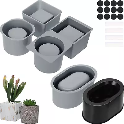 3 Pack Silicone Planter Molds For Concrete Square And Round Shaped Flower Cement • $51.99