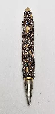 Vintage Gold Tone Filigree Mini Mechanical Pencil With Rhinestones • $24.90