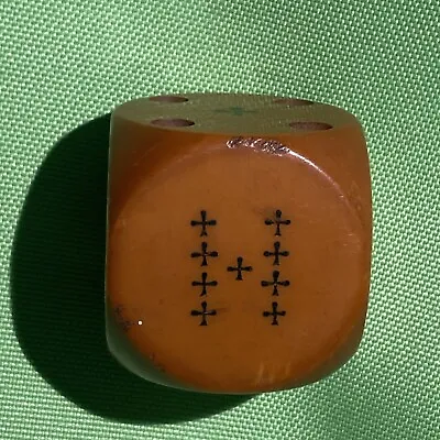 Antique Large Butterscotch Dice Bakelite 1.5” Made In England 4 Holed Cube • $47.99