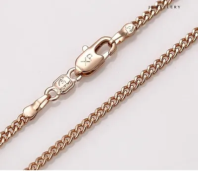 9ct 9k Rose Gold Plated  Rolled Gold Curb Slim Necklace Chain L=20  W=2mm • £8.99