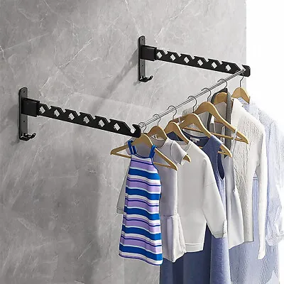 Wall Mounted Folding Drying Laundry Clothes Rack Airer Dryer Clothing Organizer☸ • £10.93