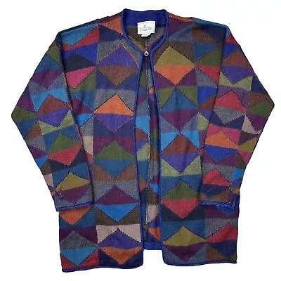 Millma Hand Knit Cardigan 100% Alpaca Abstract Patterned Fair Isle Womens Medium • £99.99