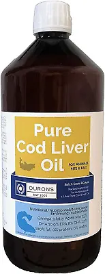 1000Ml Cod Liver Oil For Animals & Dogs - Veterinary Feed Grade Liquid 1 Litre • £19.99