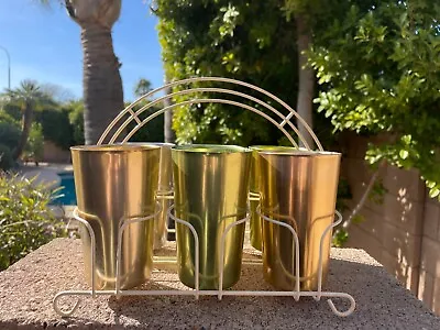 Vintage MCM Bascal Aluminum Anodized Metal Tumblers Cups With Carrier HTF • $60