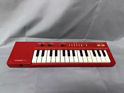 Vintage Casio Keyboard PT-1 Synthesizer Working RARE Red W/ Battery Cover • $45