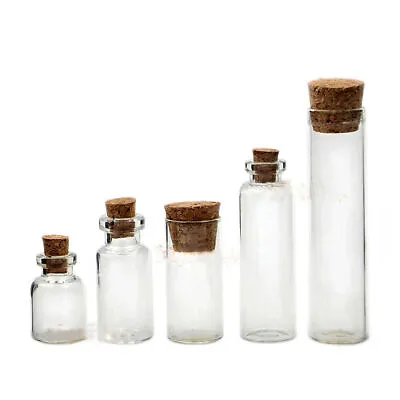 1.5-6ml Clear Glass Bottle & Corks Sample Mini Small Vials Jars Empty Wholesale • $10.45