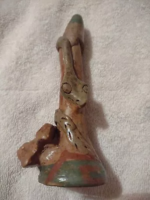 $20 • Buy Terracotta Clay 3 Finger Flute Aztec Mayan Folk Art HandMade 5.5  L Snake