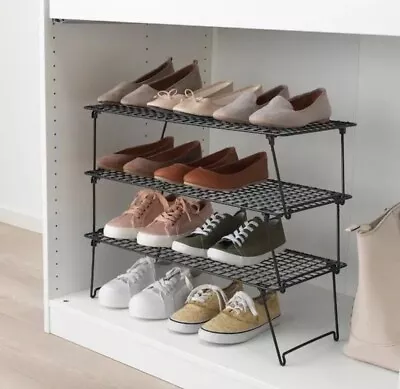 🔥NEW🔥IKEA Grejig Steel Foldable Shoe Rack Organiser Color Black Size 58 ×27 Cm • £6.50