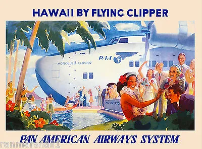 1950s Honolulu Clipper Hawaii Hawaiian Vintage U.S. Travel Advertisement Poster  • $10.49