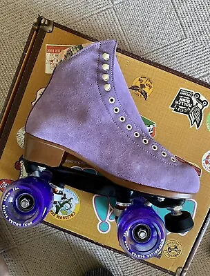 Moxi Lolly Roller Skates Size 8 Best Color LILIAC  Hand Made USA Leather Suede • $450