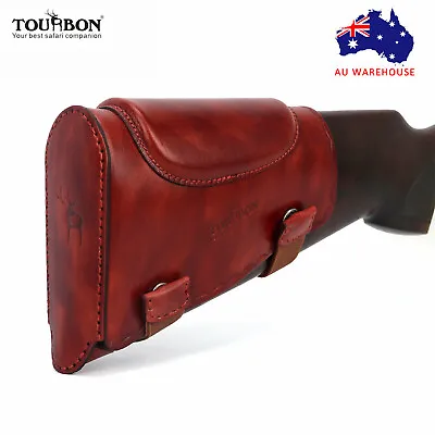 TOURBON Vintage Leather Rifle/Shotgun Buttstock Holster Cheek Rest Comb Riser AU • $62.09