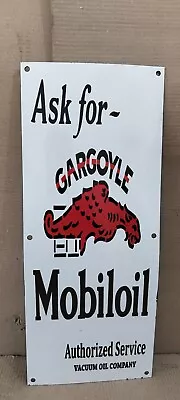 Gargoyle Mobiloil Porcelain Enamel Metal Sign 24 X 10  Inch • $82