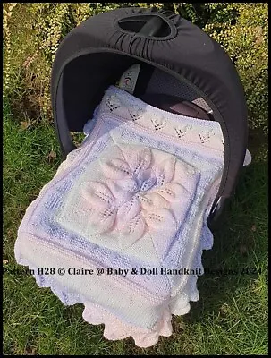 Knitting Pattern Leaf Motif Car Seat Blanket Baby Fits Standard 0-9m Seat • £3.99