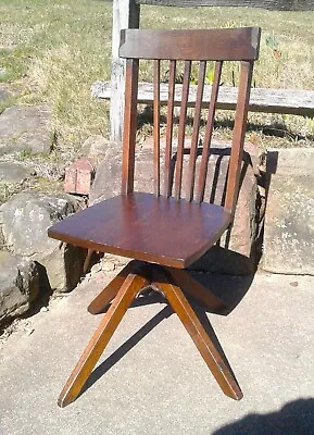 Antique Maple Childs Size Desk Chair W Adjustable Swivel Seat • $49.98