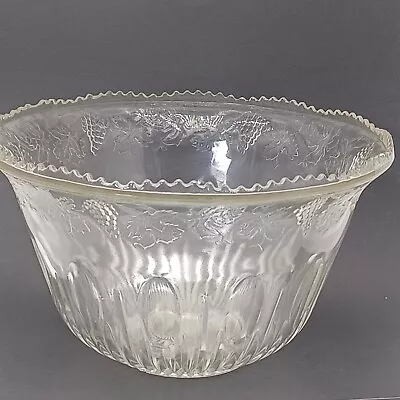 Indiana Glass Clear Punch Bowl Harvest Grapes Fruit Pattern Vintage USA. PO • $55.20