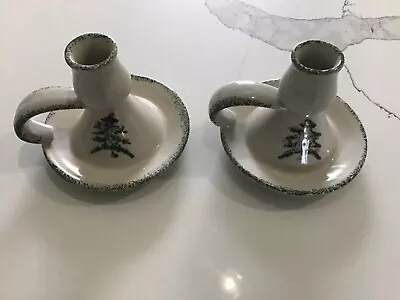 2 Vintage Christmas Candle Holders W/christmas Trees-taper Candles-japan  • $19