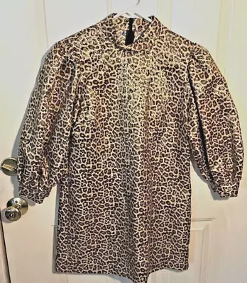 ZARA Adorable Animal Print Metallic Print Shift Style Dress Size Large  • $9.99