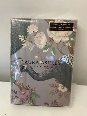 Laura Ashley Belvedere Pale Iris Double Size Bedding Set Duvet Cover/Pillowcase • £90