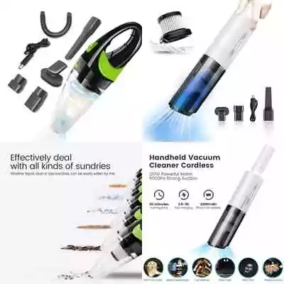 120w 6000PA Mini Car Home Vacuum Hoover White Or Black With Accessories 2200 Mah • £19.99