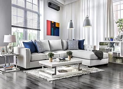 Modern Furniture - Living Room Light Gray Fabric Sectional Sofa Couch Set ICA6 • $2657.72