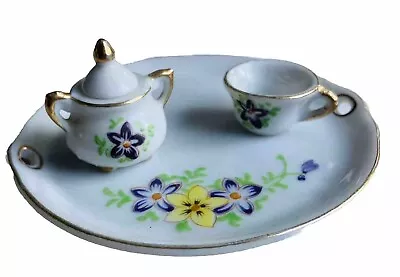 VTG Dollhouse Miniature Tea Set Porcelain Floral ADORABLE  • $11