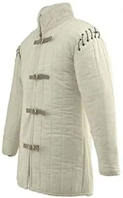 MEDIEVALCRAFTS Medieval Gambeson Thick Padded Coat Aketon Jacket Armor In White • $78.99