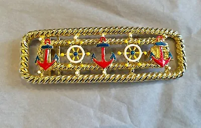 Vintage Nautical Belt Buckle Mimi Di N Anchors Signed 1987 RARE Gold Tone Metal • $64.99