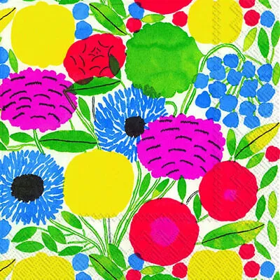 £4.89 • Buy Marimekko SITRUUNAPUU Pink Floral Luxury Napkins Paper Napkins New 20 Pack