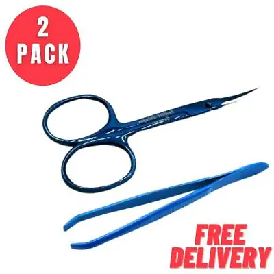2 Pcs SOLINGEN MANICURE NAIL CUTICLE CURVED SCISSORS AND EYEBROW TWEEZERS SET  • $16.95