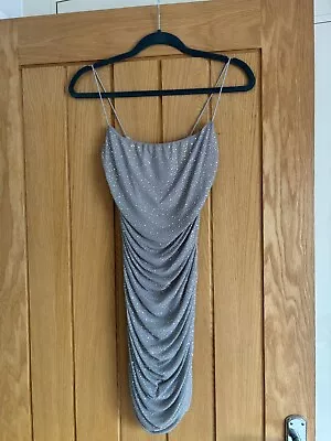 Oh Polly - Silver Bodycon Mini Dress- WORN ONCE- SIZE 10 • £10