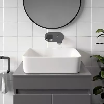 Ceramic Bathroom Vanity Wash Basin Sink Countertop Rectangular Modern 480x370mm • £49.97