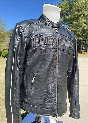 Harley Davidson Men PROWL Leather Jacket Large Black 97055-08VM Perforated • $239.98