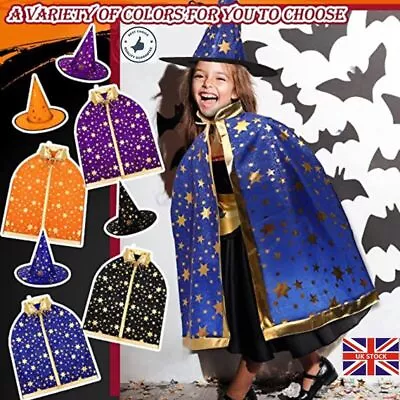 UK Boys / Girl / Kids Blue Wizard Halloween Fancy Dress Costume (Hat & Cape) • £5.43