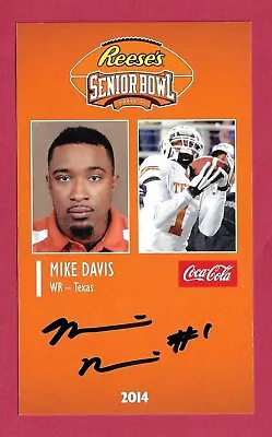 Mike Davis Auto 2014 Senior Bowl Texas Longhorns Rookie Signed Oakland Raiders • $2