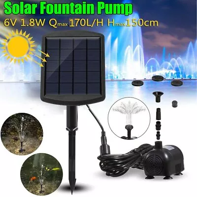 Solar Powered Water Feature Pump Garden Pool Pond Fish Aquarium Fountain NEW • £17.90