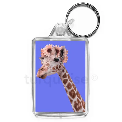 £3.79 • Buy Funky Giraffe Art Keyring Funny Joke Gift Key Fob Keychain | Medium Size