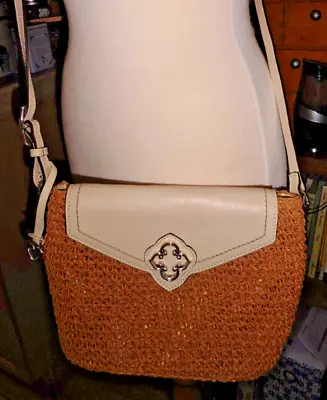 Brighton Shoulder Bag Straw/leather Ivory Excellent Condition • $14.99