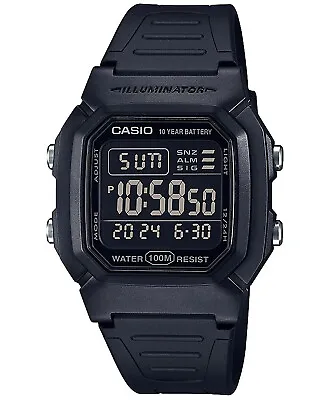 Casio W800H-1BV Men's Blackout 100M Snooze Alarm Chronograph Digital Watch • $28.99