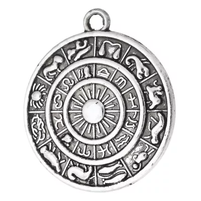 Tibetan Silver Zodiac Charms Wheel Constellations 30mm Diameter 5pcs C485 • £3.99