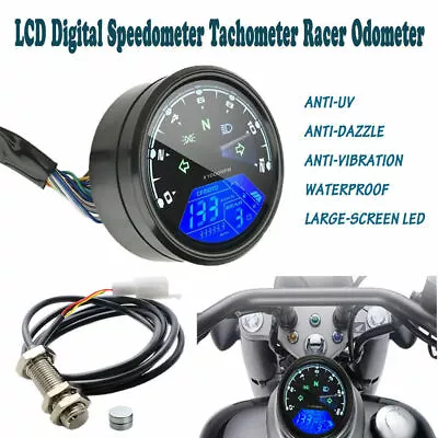 Digital Motorcycle Speedometer Tachometer Racer Odometer Gauge Fit For Harley • $35.99