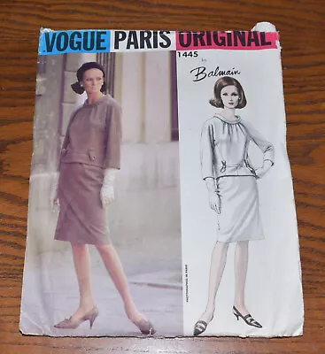 Vintage Vogue Paris Original Balmain Design Pattern 1445 Sz 18 Complete • $7.16