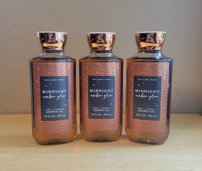 $27 • Buy Bath & And Body Works Midnight Amber Glow Shower Gel Body Wash - 3 Pc