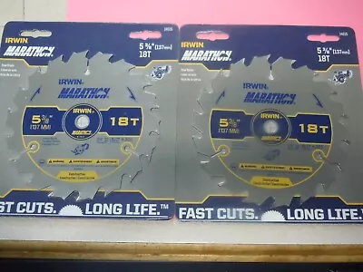 Irwin 14015 Marathon 5-3/8 In. D Carbide Circular Saw Blade 18 Teeth Lot Of 2 • $18