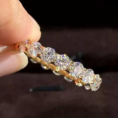 2 Ct Lab Created Diamond Full Eternity Wedding Band Ring 14K Yellow Gold Plated • $162.49