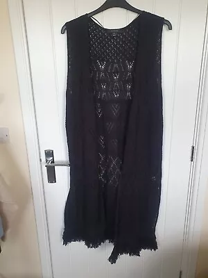 Atmosphere Ladies Black Longline Waistcoat Size Large • £2