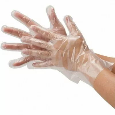 £0.99 • Buy 1000 X DISPOSABLE PLASTIC GLOVE CLEAR SINGLE USE PE POLYETHYLENE FOOD SAFE LARGE