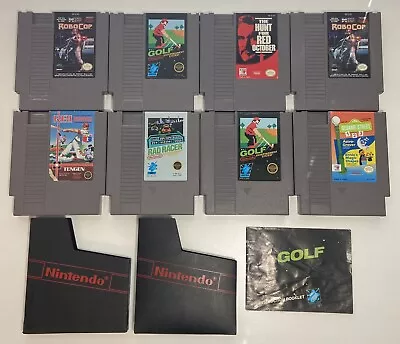 Lot Of 8 NES Games W/ 1 Manual & 2 Dust Covers Golf Rad Racer Red October TESTED • $5