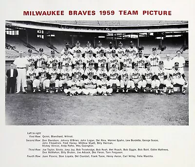 1959 MILWAUKEE BRAVES TEAM PHOTO AARON MATHEWS LOGAN & MORE GREATS 8x10 PHOTO !! • $4.94