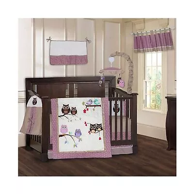 BabyFad Owl Pink 9 Piece Baby Crib Bedding Set • $143.80
