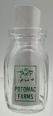 Small Mini Potomac Farms Dairy Farm Creamer Milk Bottle Green Cow 2  • $14.95